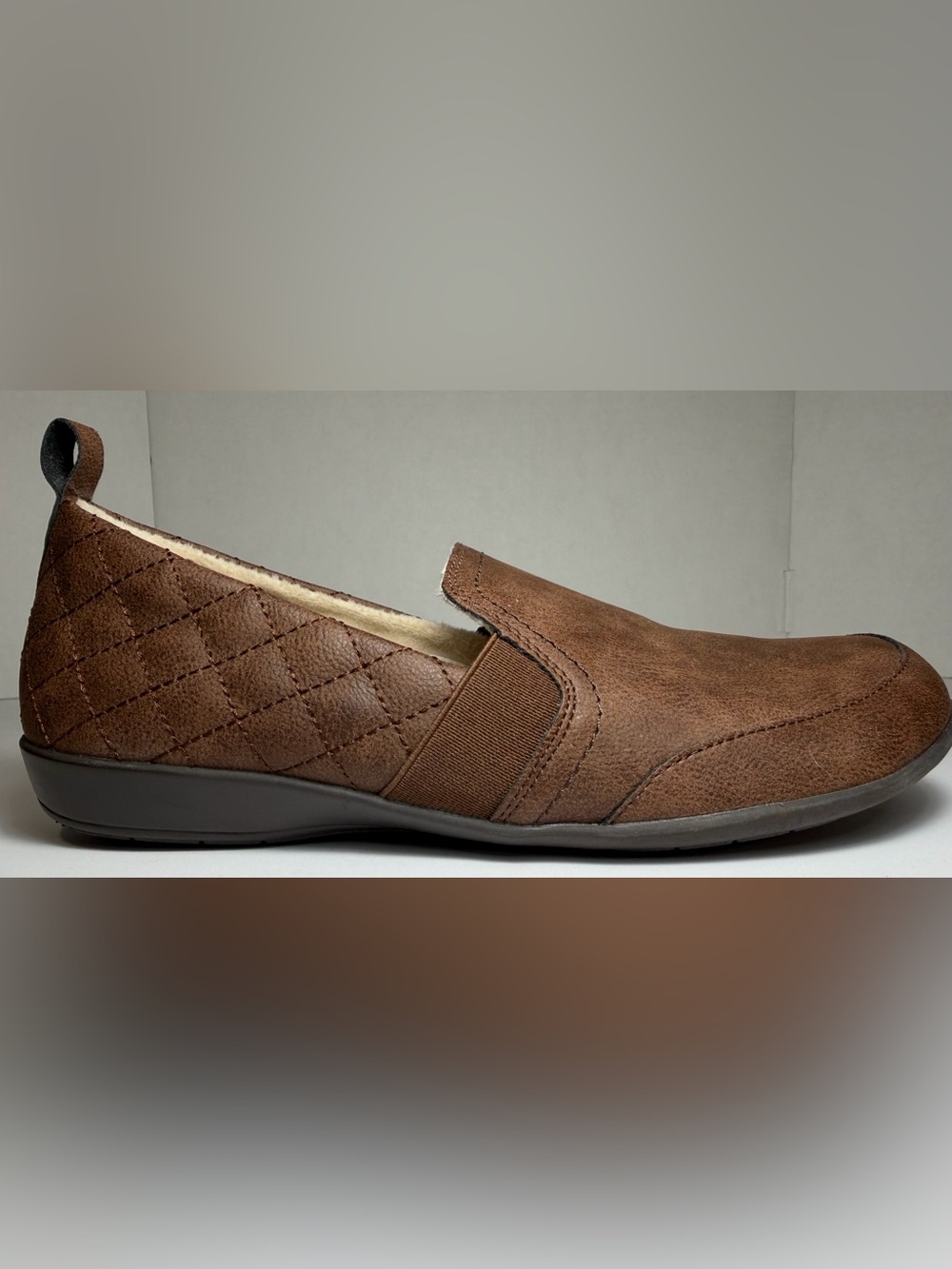 JSport by Jambu Lisa Brown Quilted Faux Fur Slip-On Flats 7M